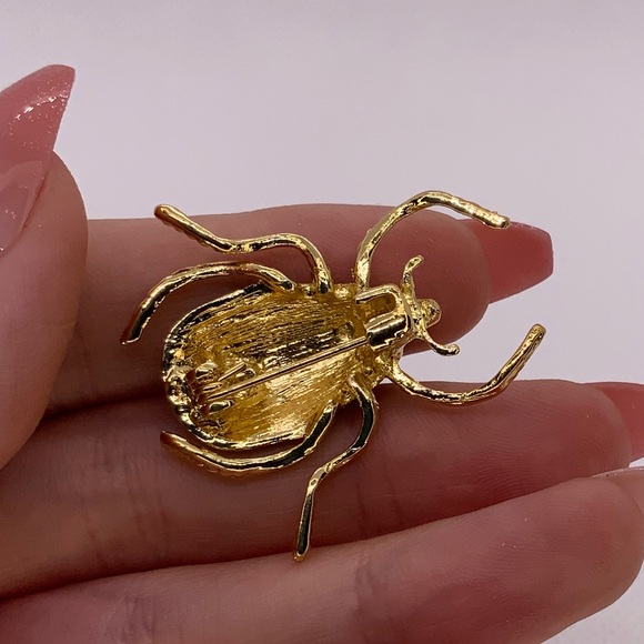 Retro Green Insect Scarab Beetle Egypt Style Brooch - Picture 5 of 7
